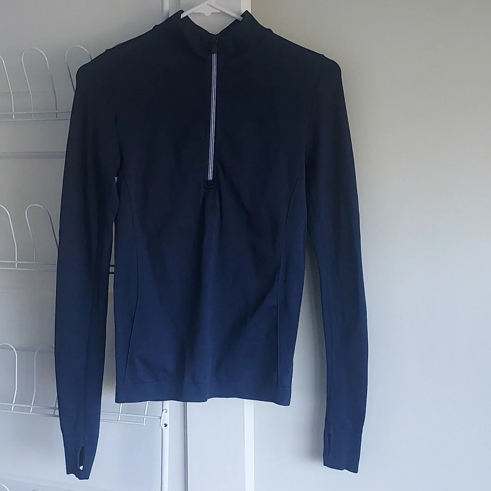 Tory Burch Sport Quarter Zip Navy Pullover Long Sleeve NWOT Active Athletic
